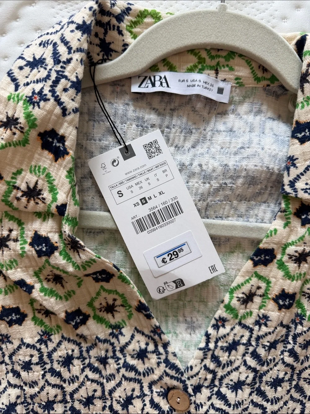 Zara Two-Piece Summer Set Green & Navy Patterned